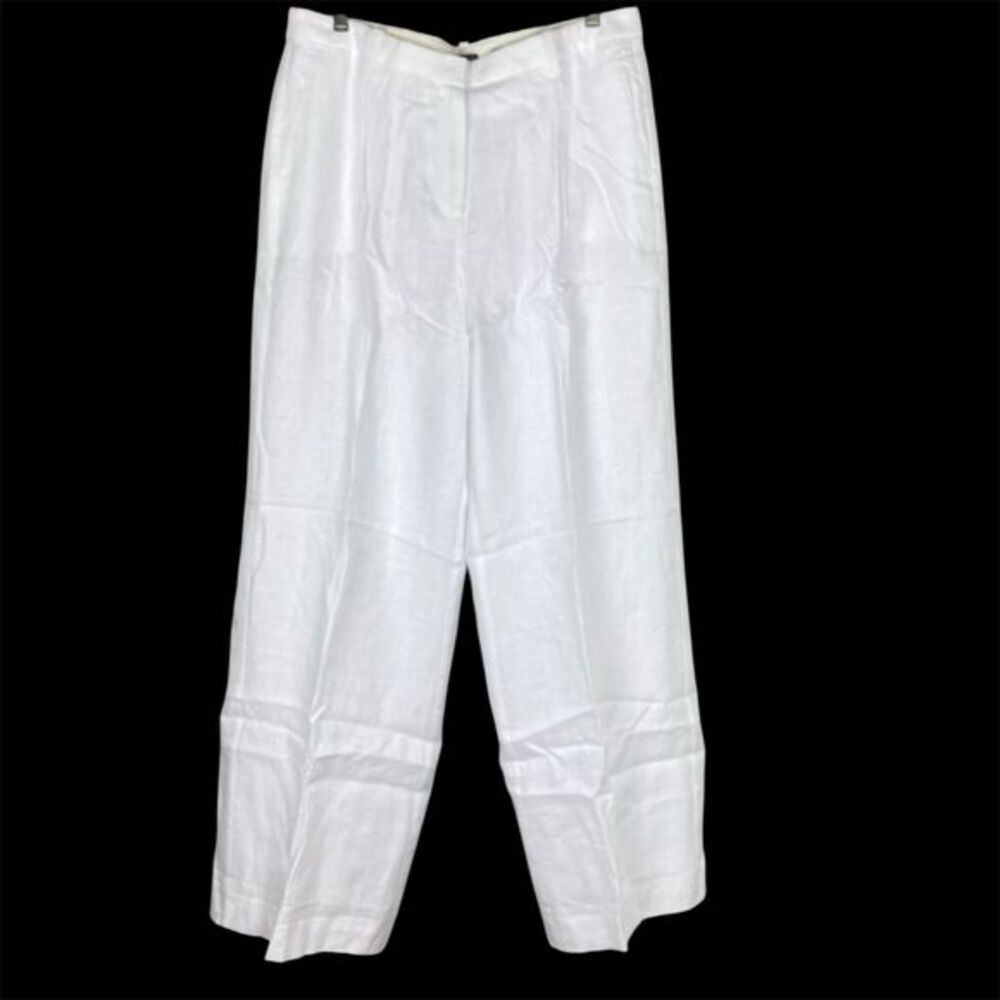 J Crew White Wide Leg Essential Pant Linen Sz 14 TALL Old Money Minimalist - Picture 2 of 10
